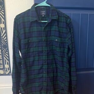 J. Crew Men's Navy and Forest Check Shirt
